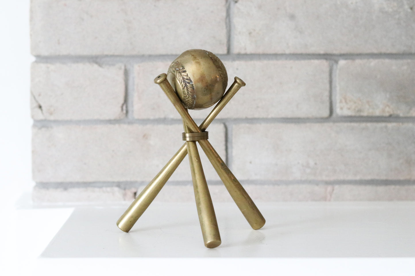 Brass Baseball + Bat Combo