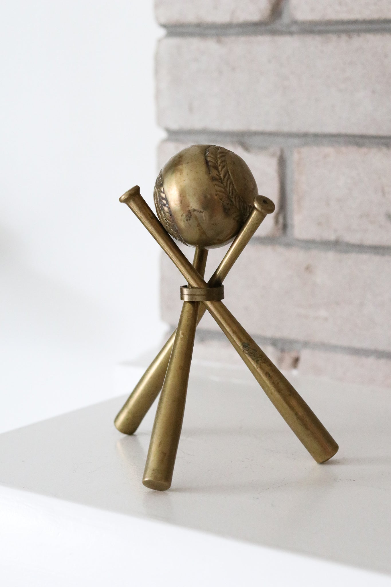 Brass Baseball + Bat Combo