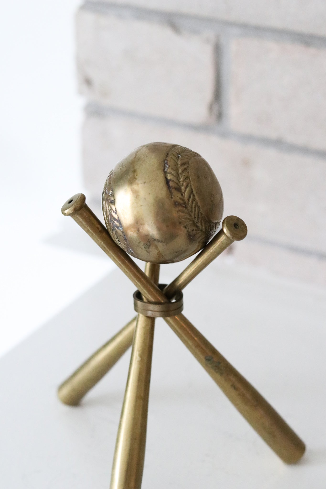 Brass Baseball + Bat Combo