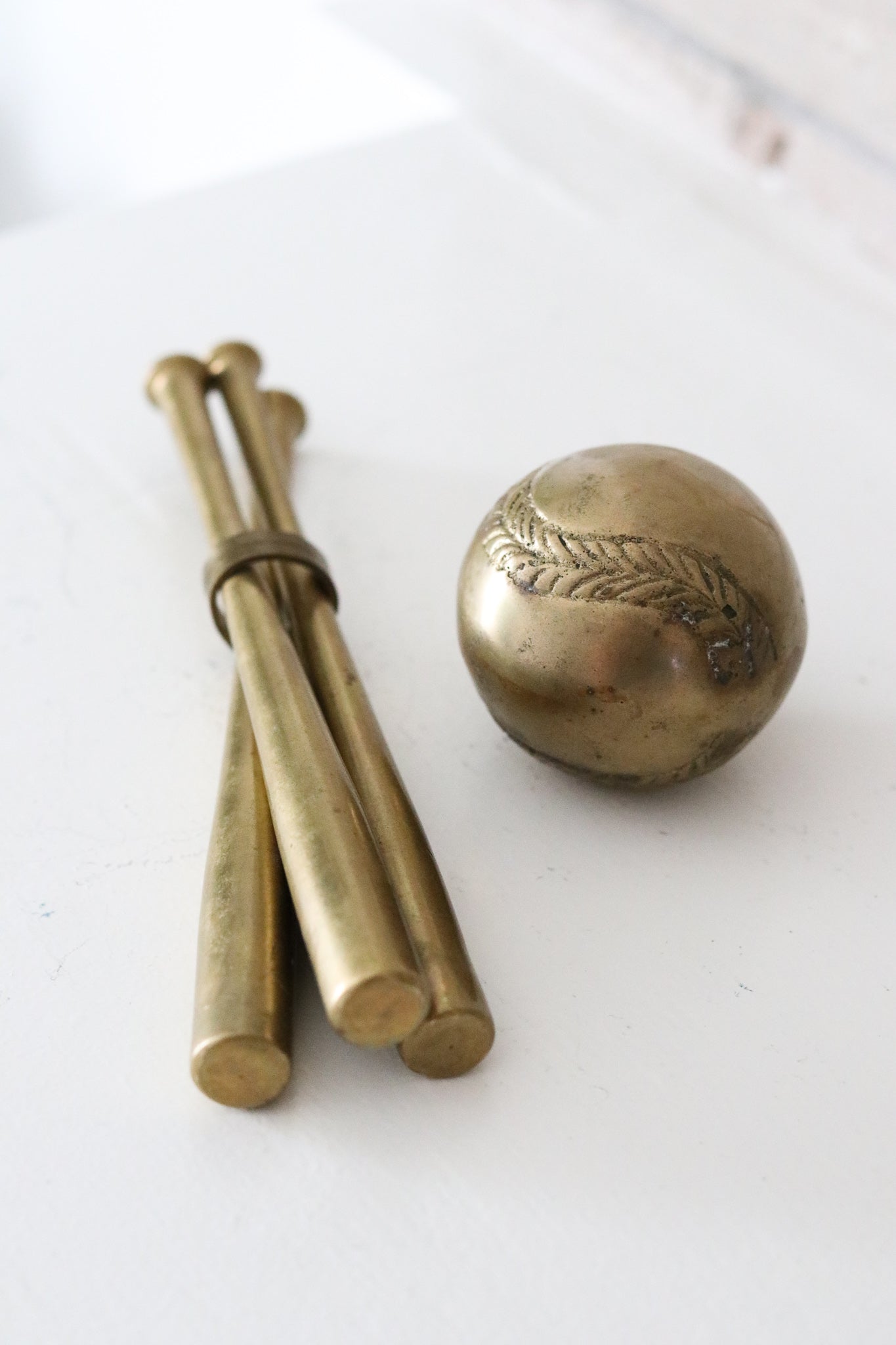 Brass Baseball + Bat Combo