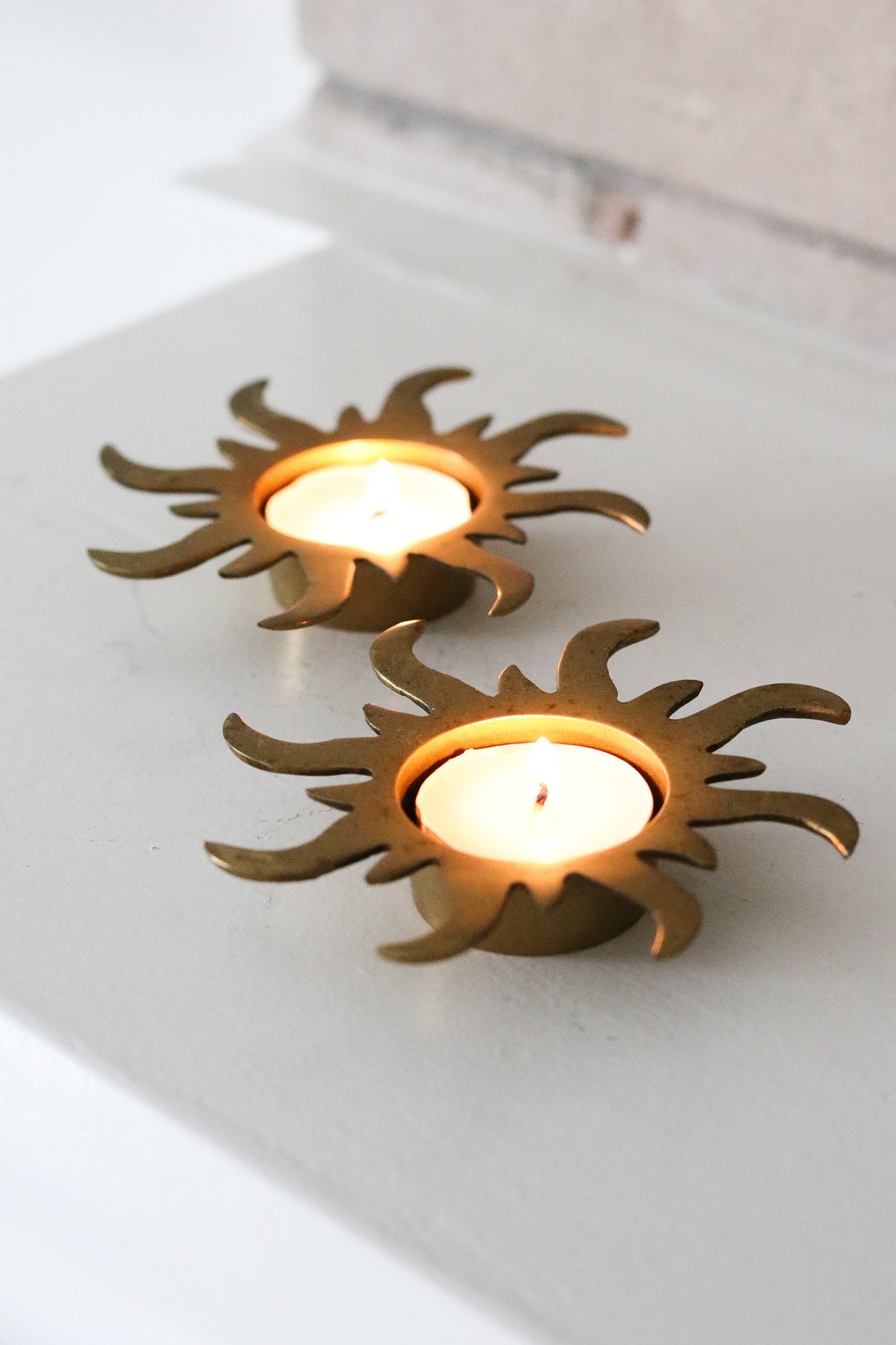 Brass Sun Candle Holders (Set)
