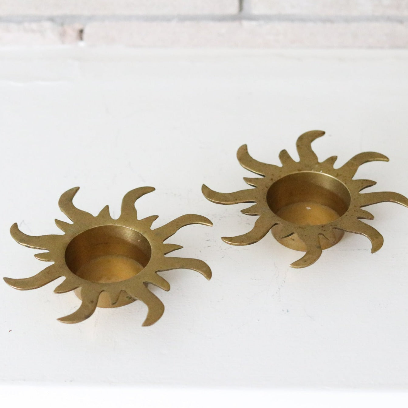 Brass Sun Candle Holders (Set)