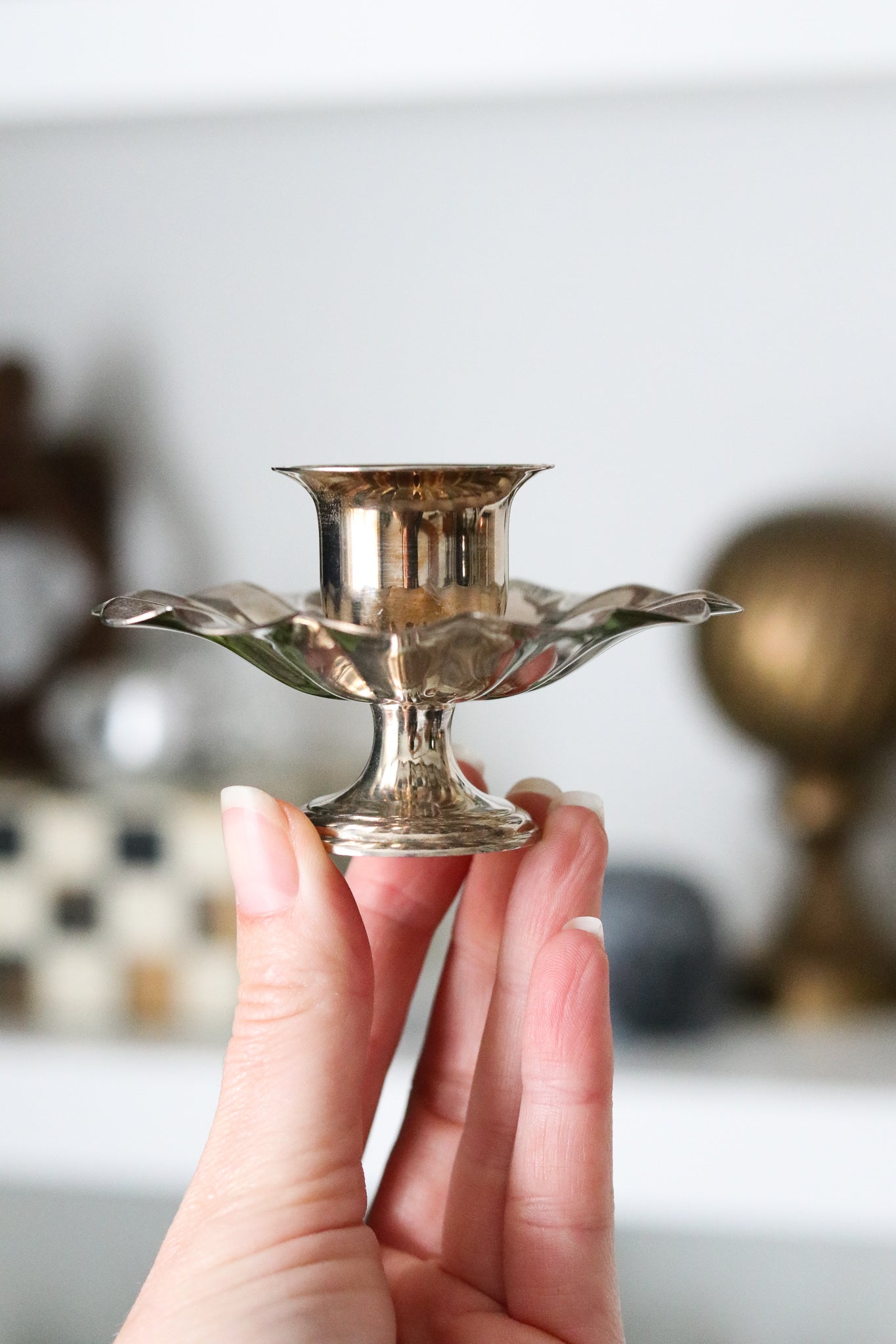Silver Flower Candle Holders (Set)
