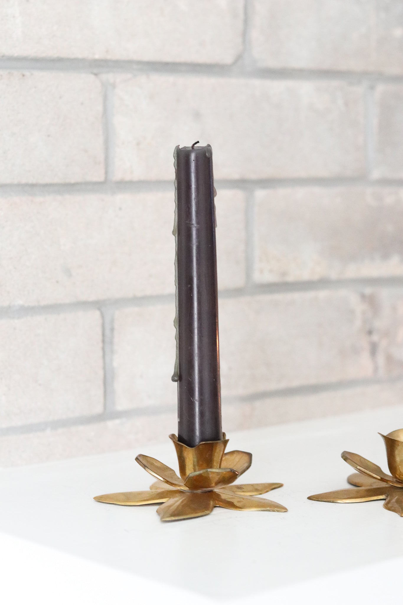 Brass Flower Candle Holders (Set)