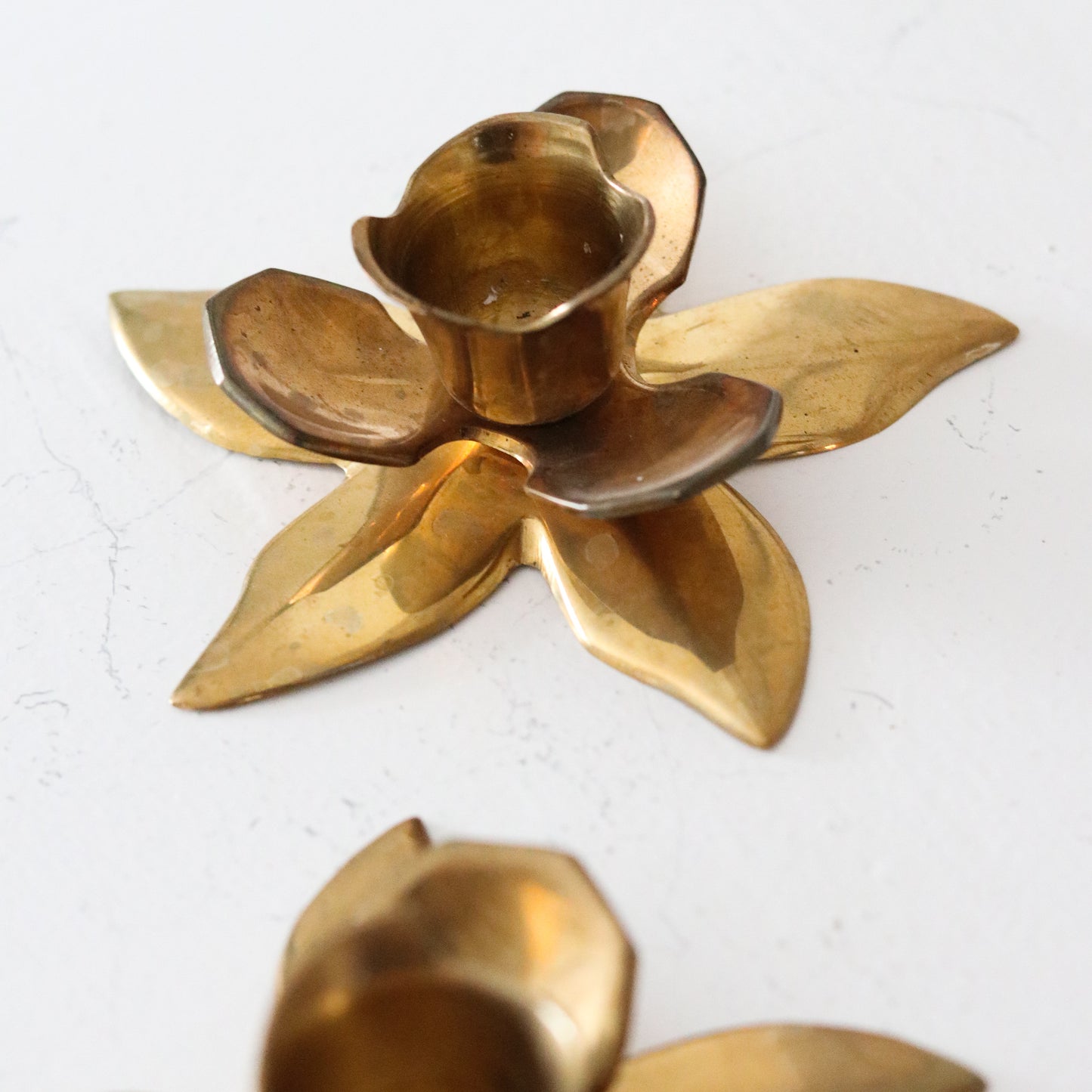 Brass Flower Candle Holders (Set)