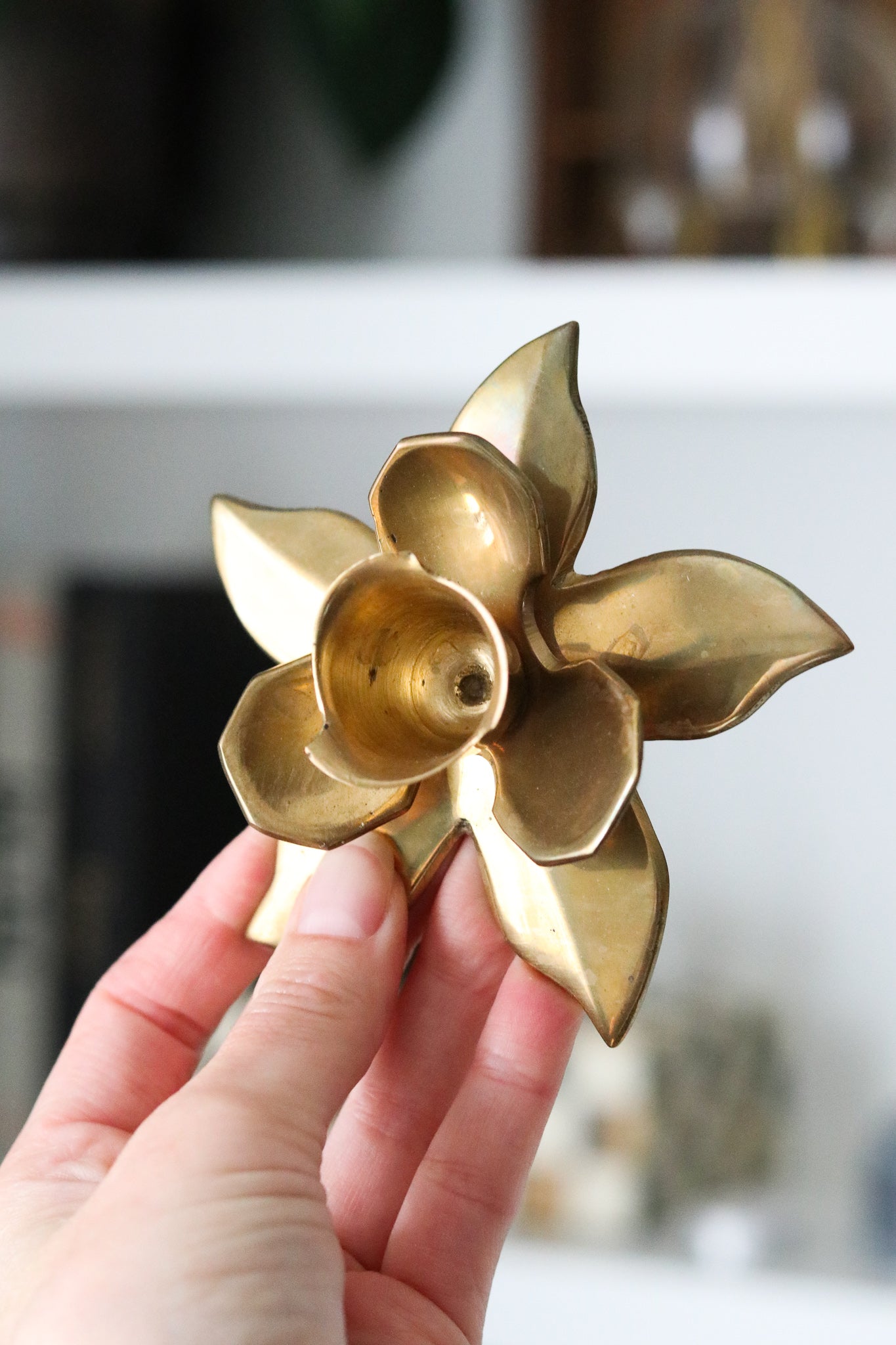Brass Flower Candle Holders (Set)