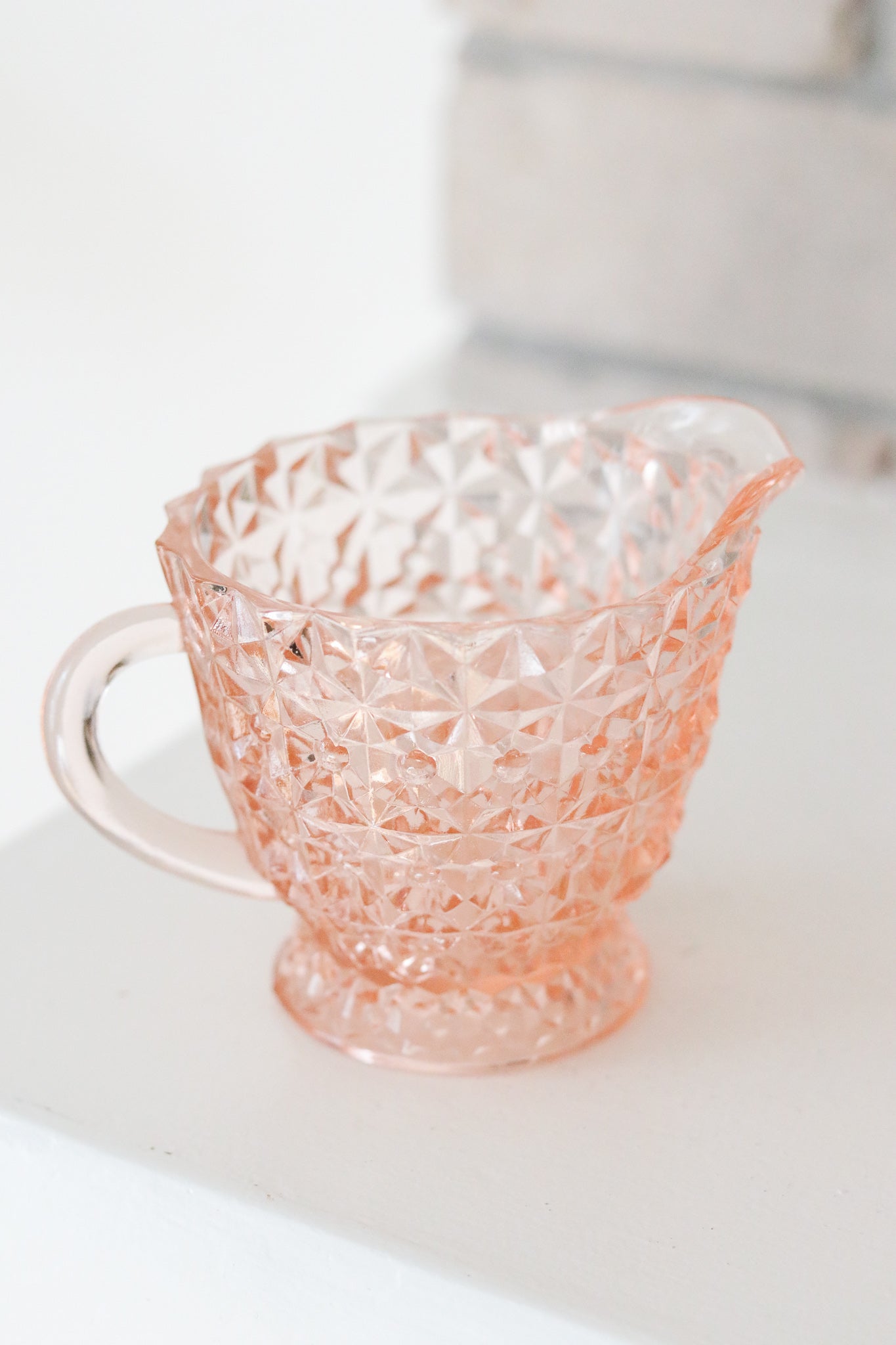 Pink Depression Glass Cream + Sugar Caddies
