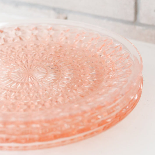 Pink Depression Glass Plates (4pc)