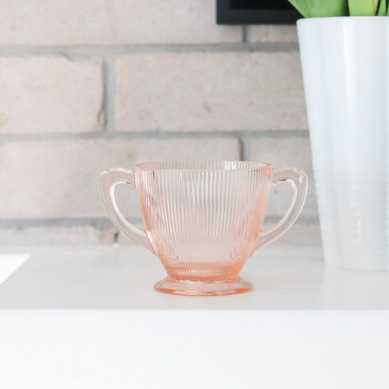 Pink Depression Glass Caddy