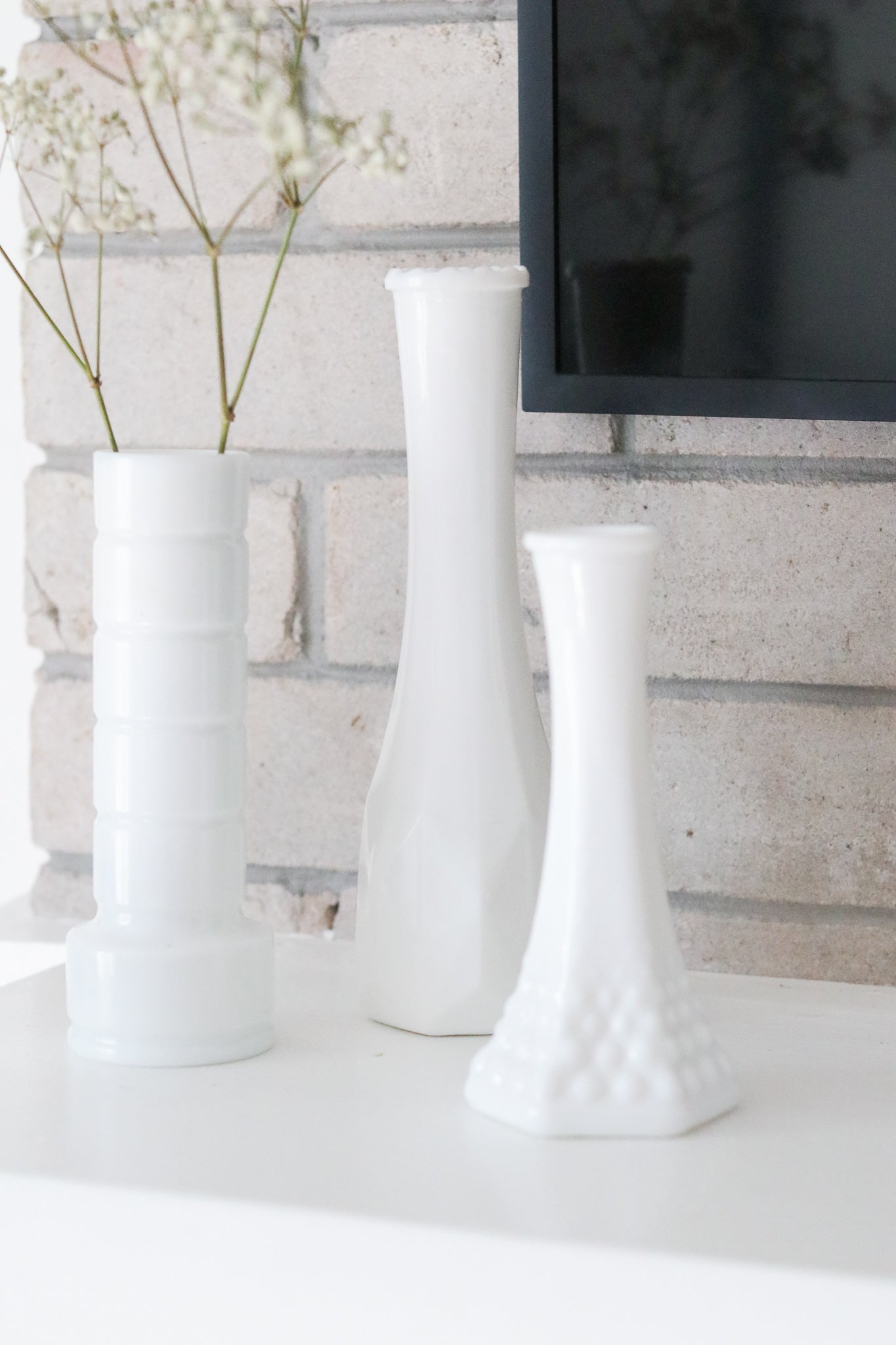 Milk Glass Vases (Set)