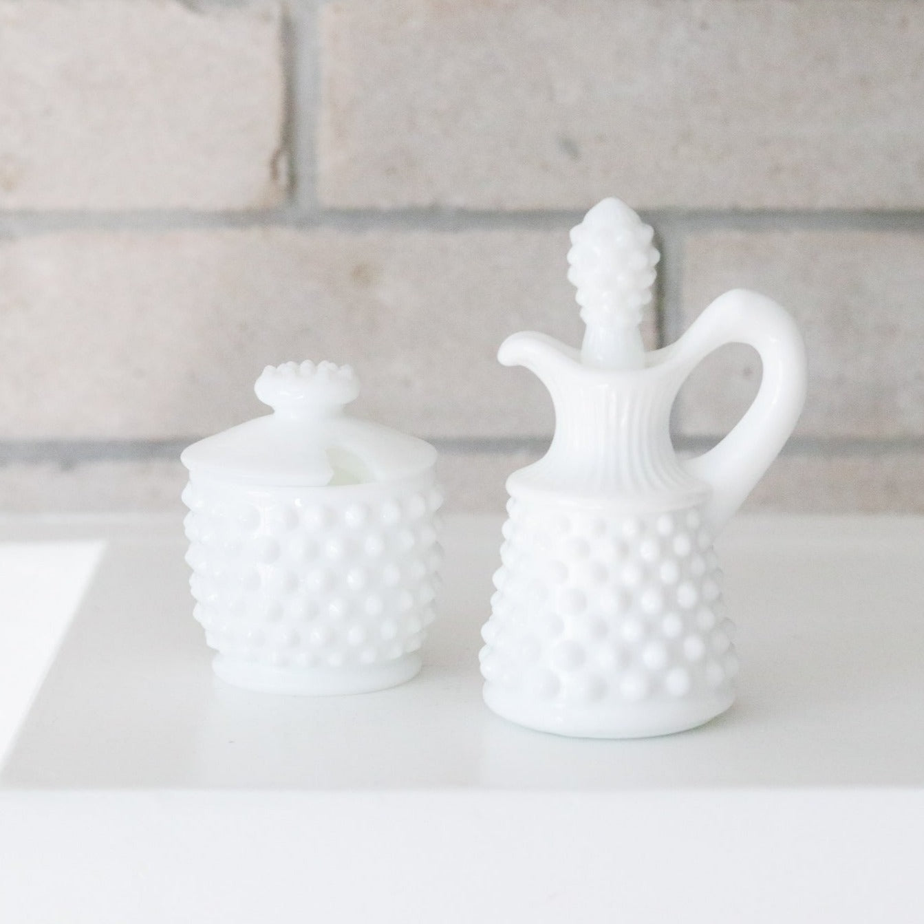 Milk Glass Cream + Sugar Caddies