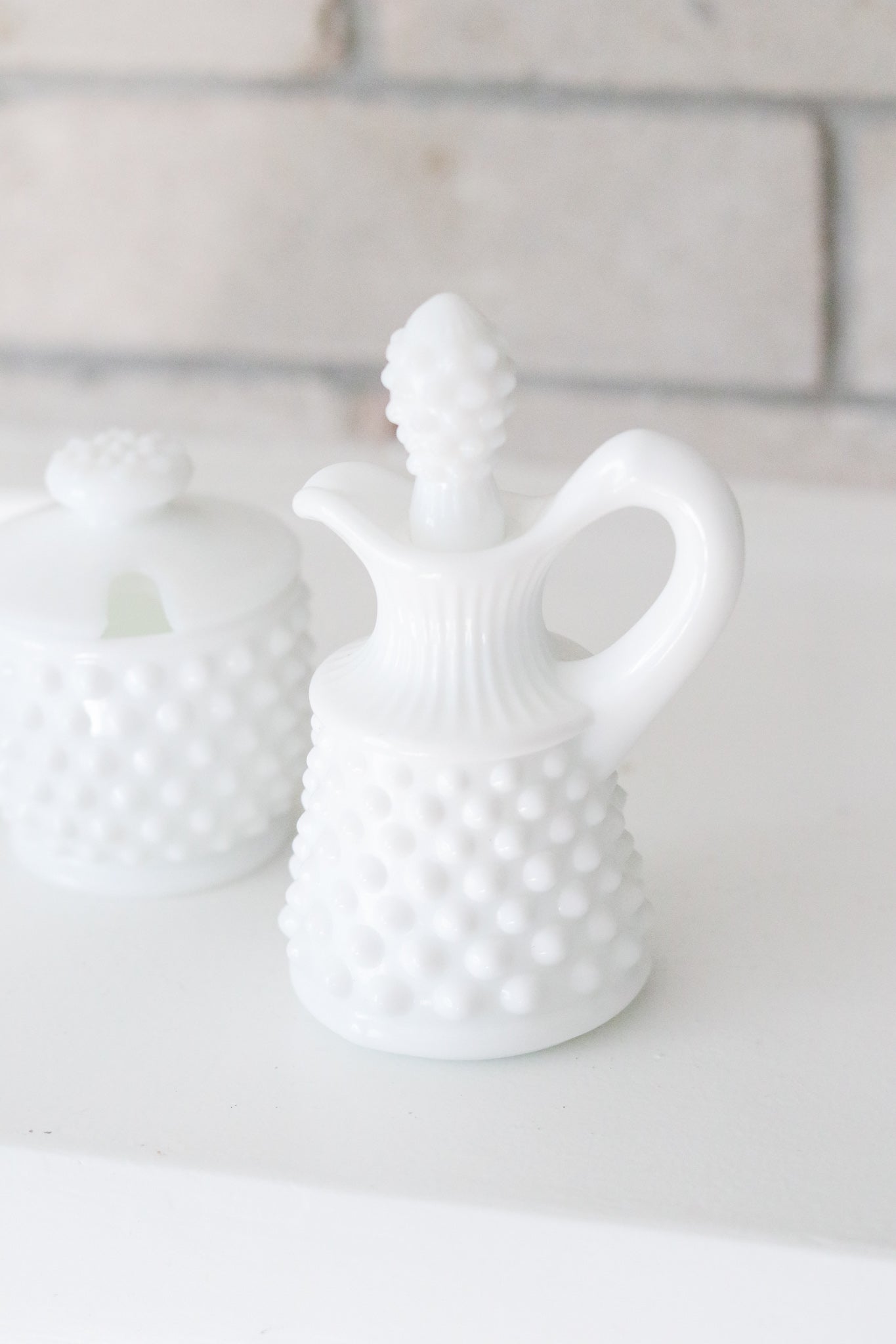 Milk Glass Cream + Sugar Caddies