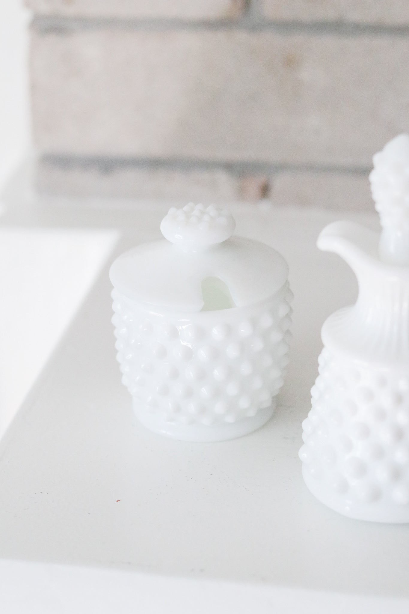 Milk Glass Cream + Sugar Caddies