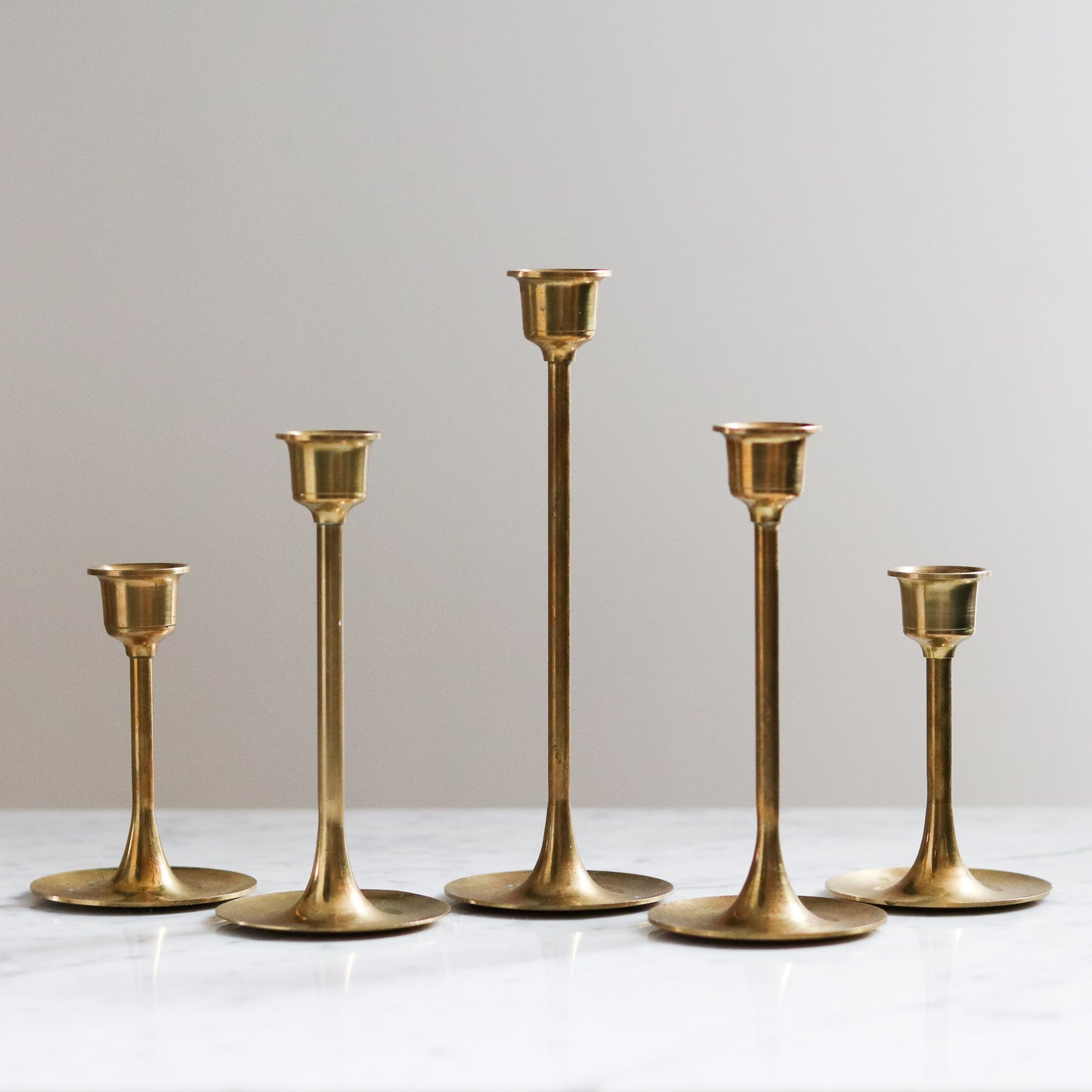 Brass Candle Stick Set (5)