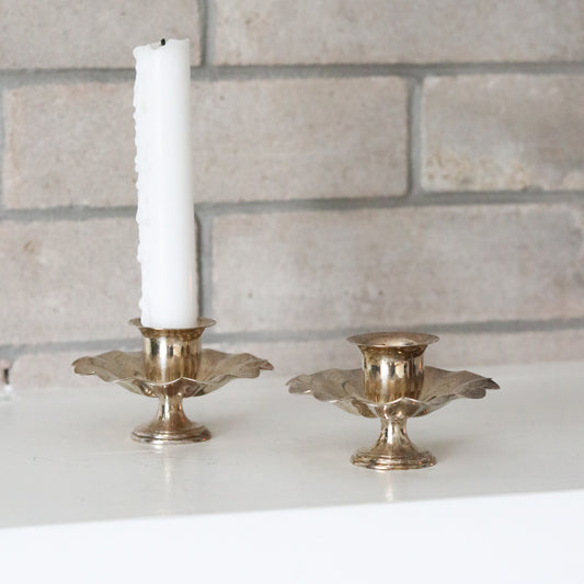 Silver Flower Candle Holders (Set)