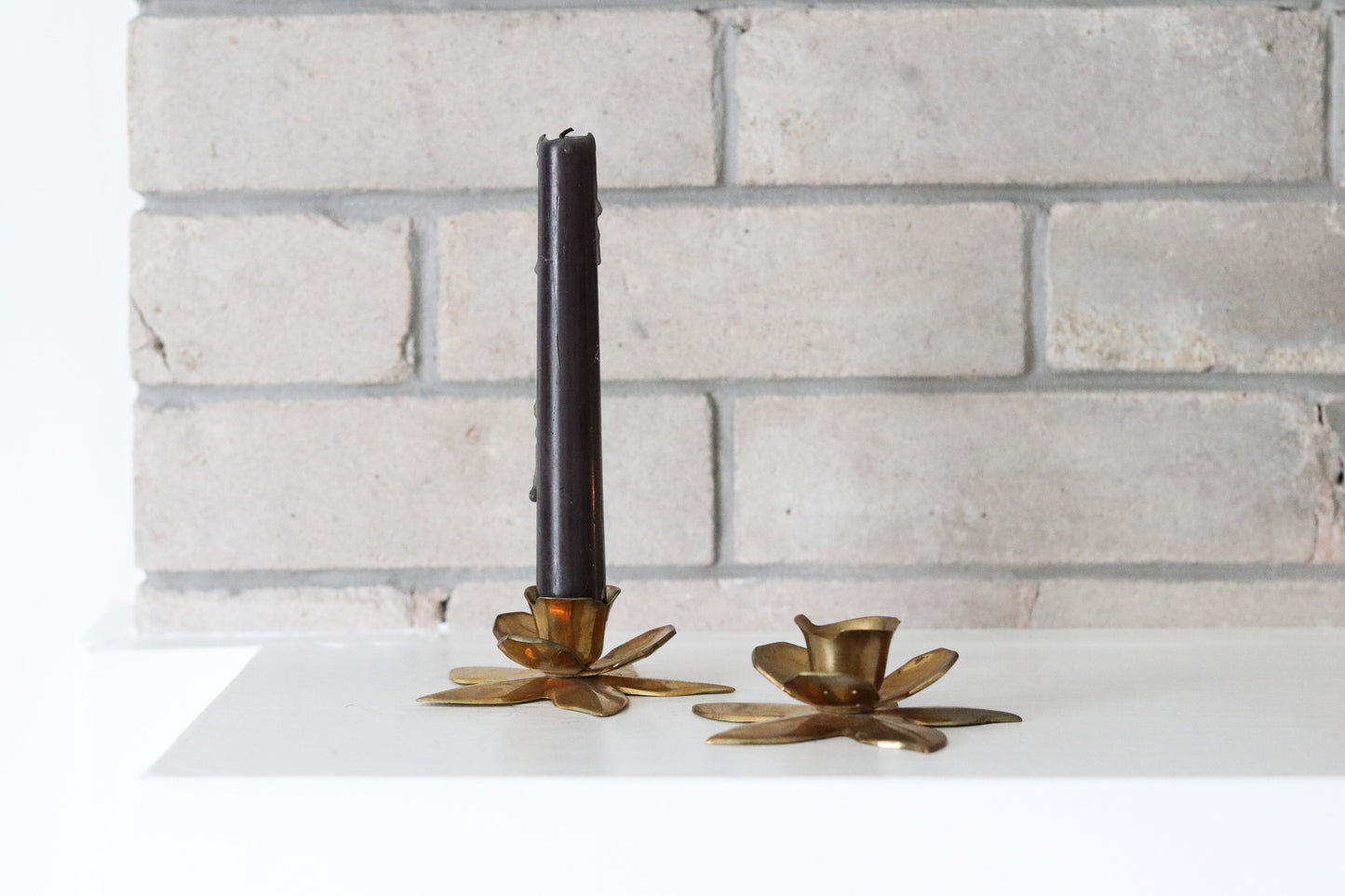 Brass Flower Candle Holders (Set)