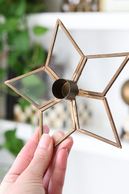 Brass + Glass Star Candle Holder