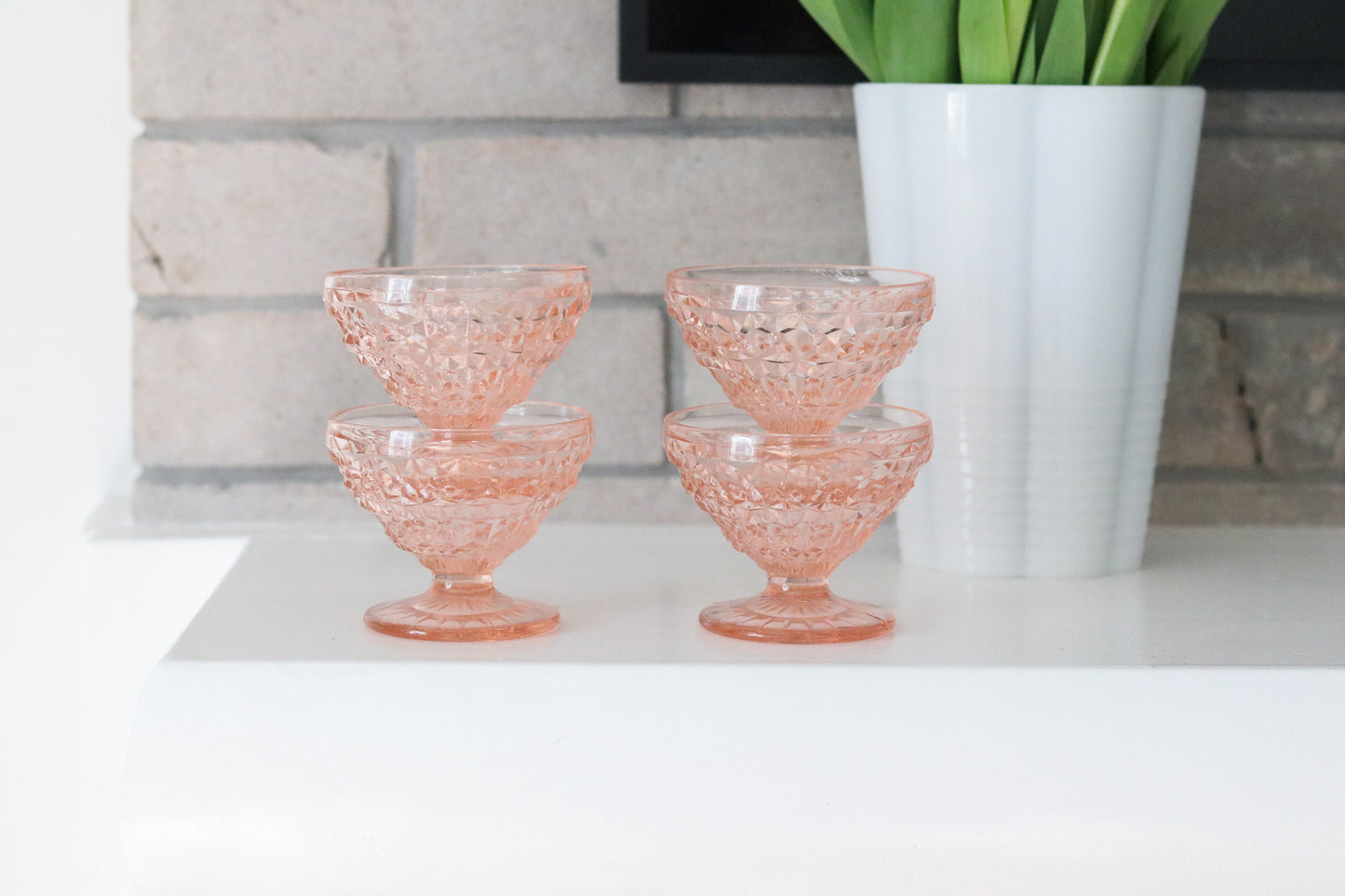 Pink Depression Glass Ice Cream Cups (4pc)