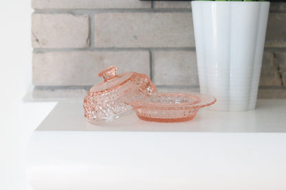 Pink Depression Glass Butter Dish