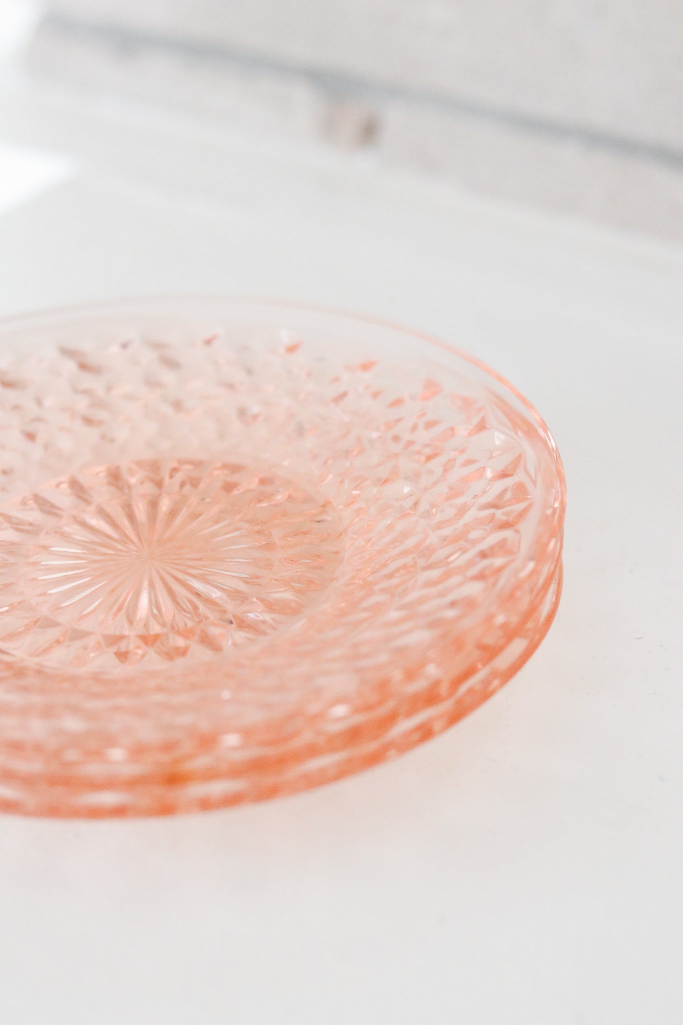 Pink Depression Glass Plates (3pcs)
