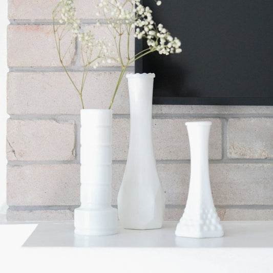 Milk Glass Vases (Set)