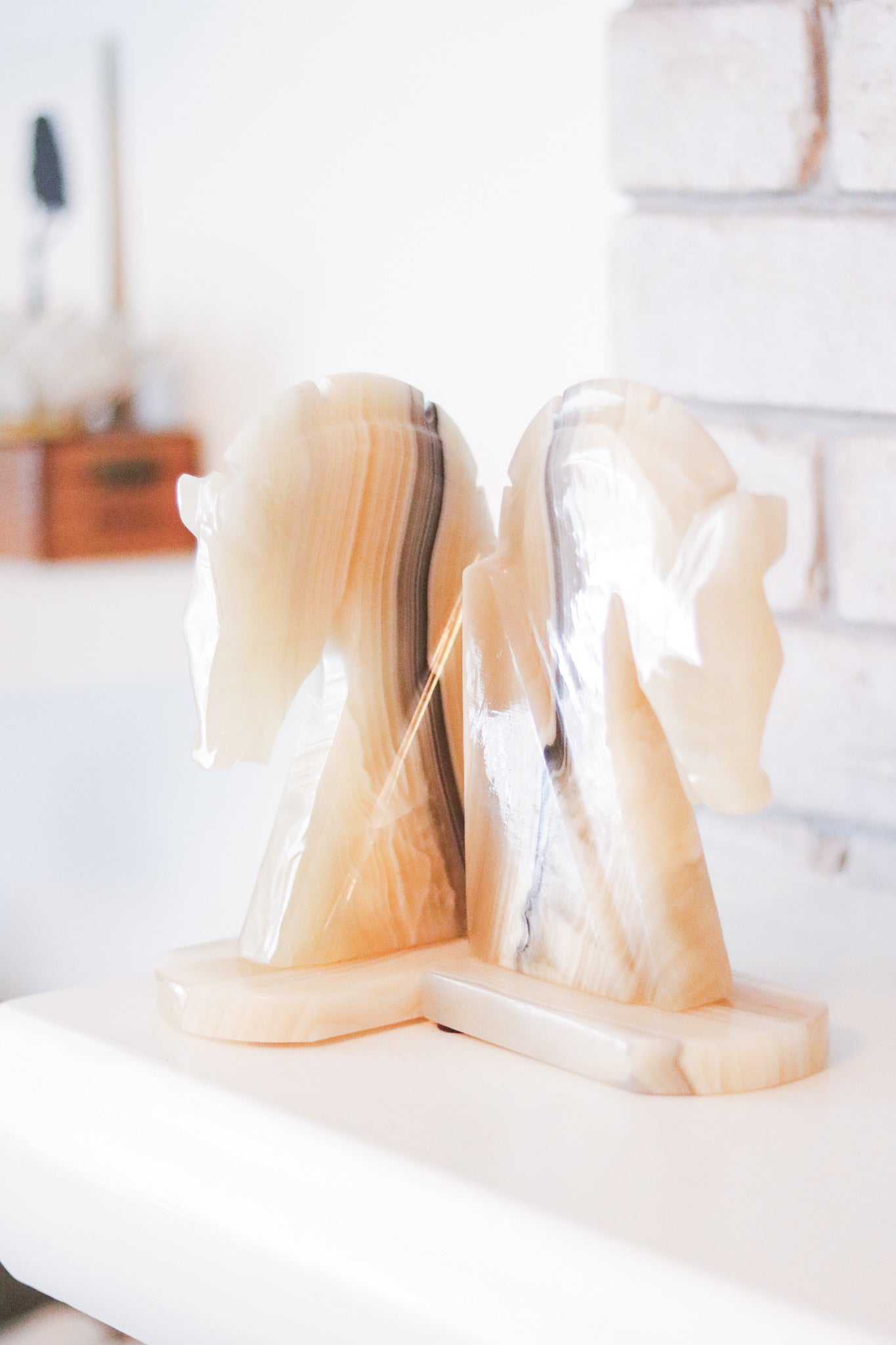 Onyx Horse Bookends